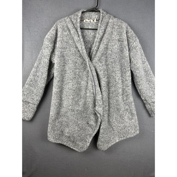 Soft Surroundings Sherpa Gray Fleece Oversized Wrap Cardigan Size Large - Picture 1 of 5